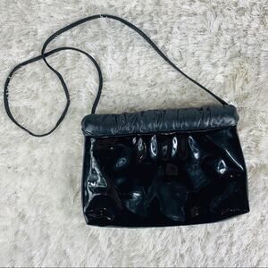 Vintage Black Patent Snap Close Clutch Bag